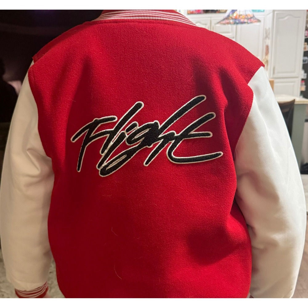 Jordan Flight Varsity Jacket Red White Jumpman Logo Youth Large 12-13 Yrs - Picture 3 of 12
